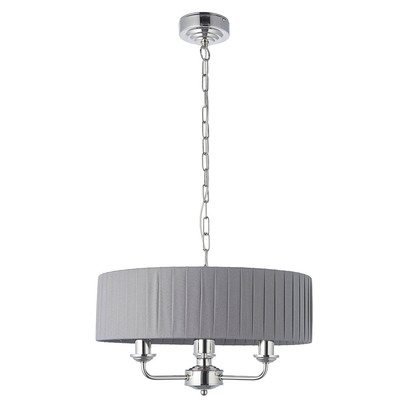 Highclere 3lt pendant Pendant light Bright nickel plate & charcoal fabric