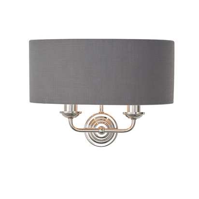 Beechbrook 2lt wall Wall light Bright nickel plate & charcoal fabric