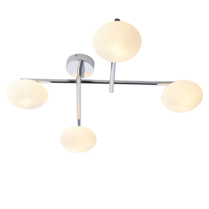 Bramcombe 4lt semi flush Semi flush light Chrome plate & matt opal glass