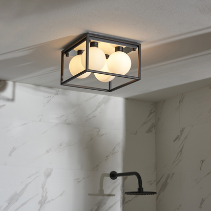 Chalbourne 4lt Flush Semi flush light Matt black & matt opal glass