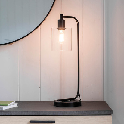 Cambury Table Table light Matt black & clear glass