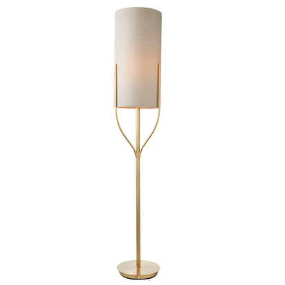 Ashhurst Floor Floor light Satin brass plate & natural linen mix fabric