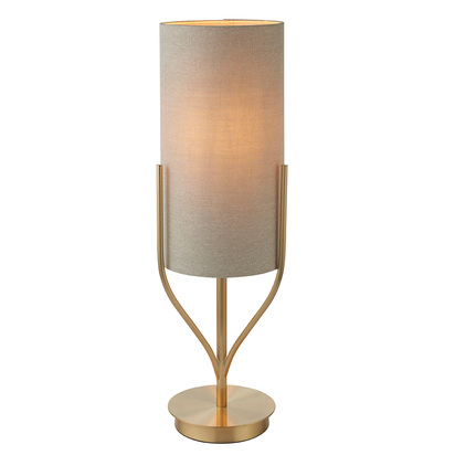 Ashhurst Table Table light Satin brass plate & natural linen mix fabric