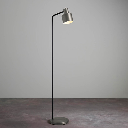 Bramfield Task floor Floor light Brushed silver plate finish & matt black