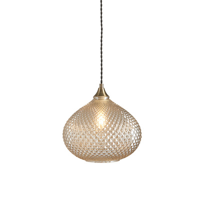 Brackenleigh Pendant Pendant light Champagne glass & antique brass plate