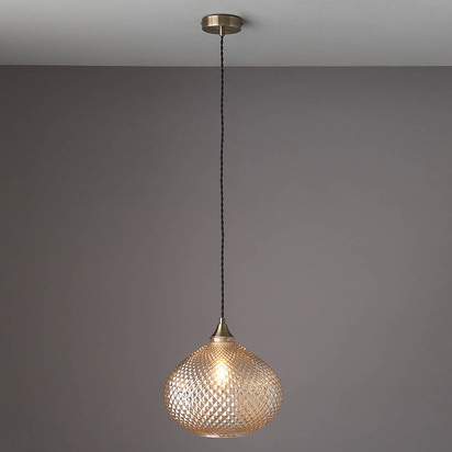 Brackenleigh Pendant Pendant light Champagne glass & antique brass plate