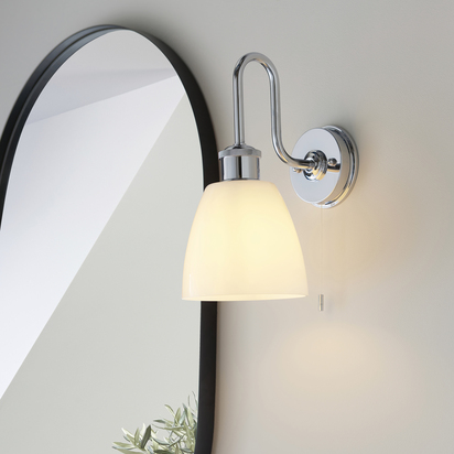 Brimleigh Wall Wall light Chrome plate & gloss opal glass