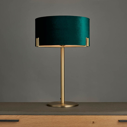 Avonleigh Table Table light Matt antique brass plate & green velvet