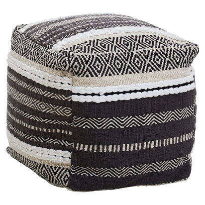 Cefena Grey And White Pouffe