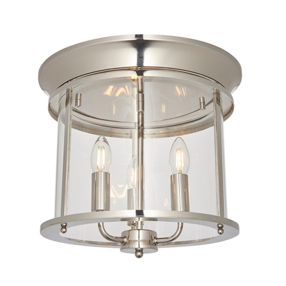 Aldervale 3lt flush Flush light Bright nickel plate & clear glass