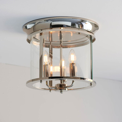 Aldervale 3lt flush Flush light Bright nickel plate & clear glass