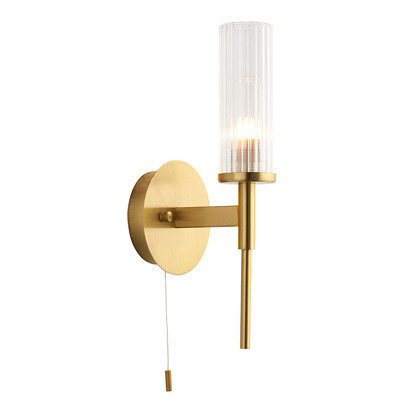 Calstead Wall Wall light Satin brass plate & clear ribbed glass