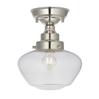 Loxley Semi flush Semi flush light Bright nickel plate & clear glass