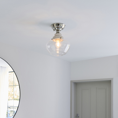 Loxley Semi flush Semi flush light Bright nickel plate & clear glass