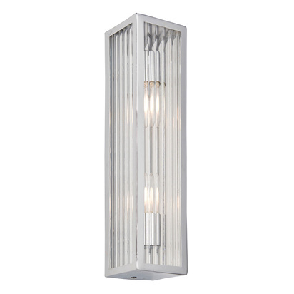 Brentview 2lt wall Wall light Chrome plate & clear ribbed glass
