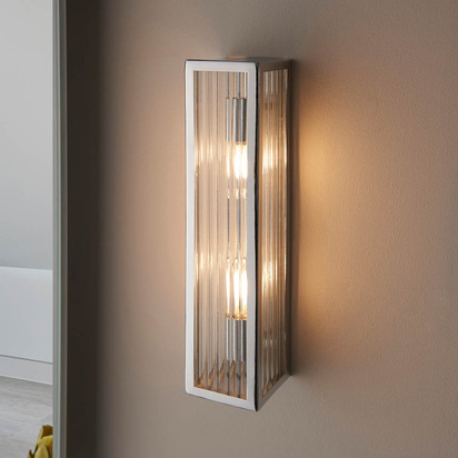 Brentview 2lt wall Wall light Chrome plate & clear ribbed glass