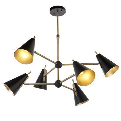 Amberstead 6lt Pendant Pendant light Matt antique brass plate & matt black