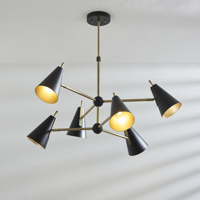 Amberstead 6lt Pendant Pendant light Matt antique brass plate & matt black