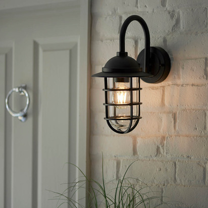 Brimbourne Wall Wall light Textured black & clear glass