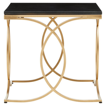 Kia Black Marble and Gold Side Table