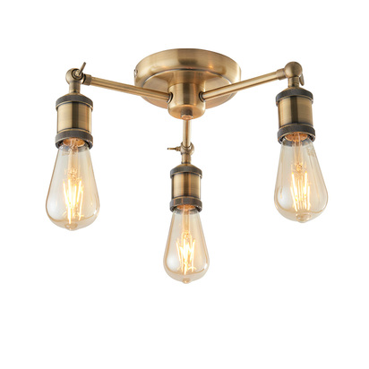 Alderdale 3lt semi flush Semi flush light Antique brass plate