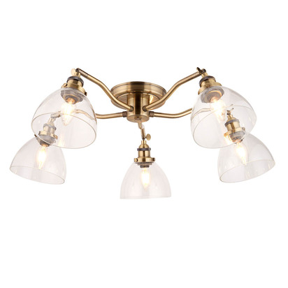 Avonham 5lt Semi Flush Semi flush light Antique brass plate & clear glass