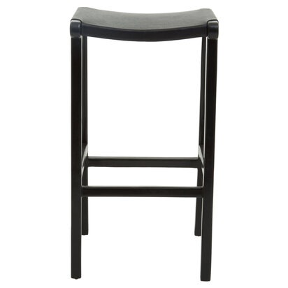 Piarbury Black Leather and Teak Barstool