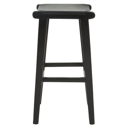 Piarbury Black Leather and Teak Barstool