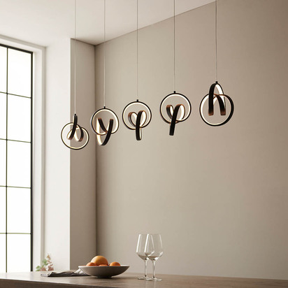 Valeham 5lt linear pendant Pendant light Textured black & white silicone