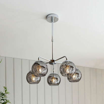 Abberwell 5lt pendant Pendant light Chrome plate & smoked mirror glass