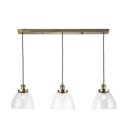 Avonham 3lt Linear Pendant Pendant light Antique brass plate & clear glass
