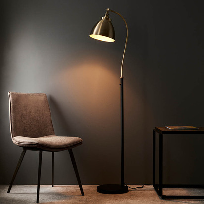 Ashbrook Task Floor Floor light Antique brass plate & matt black paint