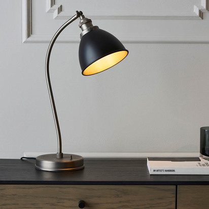 Ashbrook Task table Table light Aged pewter plate & matt black paint