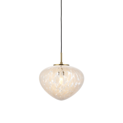 Brackenheath Pendant Pendant light Satin brass plate & white confetti glass