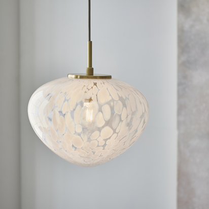 Brackenheath Pendant Pendant light Satin brass plate & white confetti glass