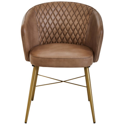 Buffalo Grey Leather Chair With Gold Finish Legs