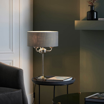 Beechbrook 3lt table Table light Bright nickel plate & charcoal fabric