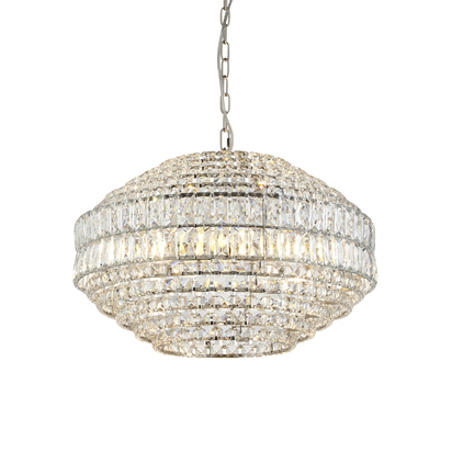 Darley 5lt Pendant Pendant light Bright nickel plate & clear crystal glass