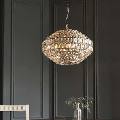 Darley 5lt Pendant Pendant light Bright nickel plate & clear crystal glass