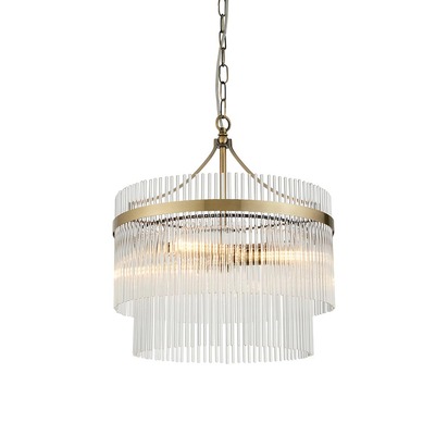 Brackenmont 3lt Pendant Pendant light Antique brass plate & clear glass