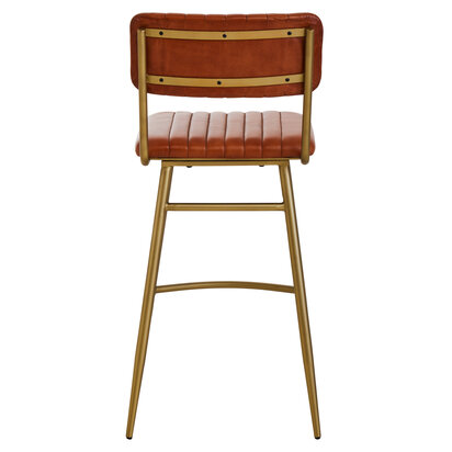 Priagate Tan Leather Bar Chair With Gold Finish Frame