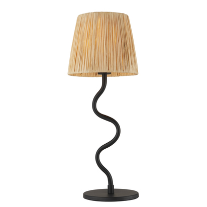 Chalwell Table Table light Matt black & natural raffia