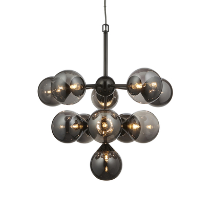 Briarstead 11lt Pendant Pendant light Black chrome plate & smoked mirror glass