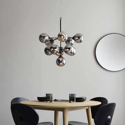 Briarstead 11lt Pendant Pendant light Black chrome plate & smoked mirror glass