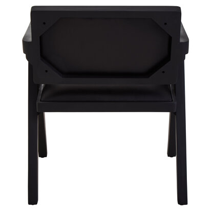 Priagate Black Leather Chair With Wood Frame
