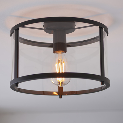 Beechwick Flush Flush light Matt black & clear glass