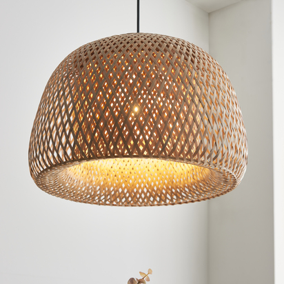 Cotswold Pendant Pendant light Natural bamboo, white PC & matt black