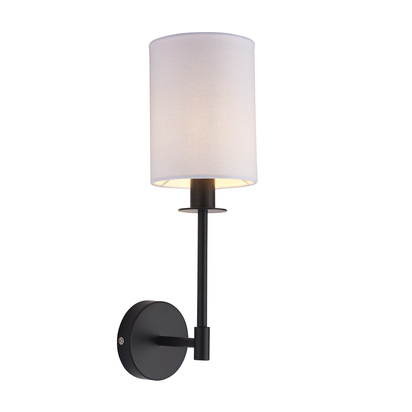 Brookwood Wall Wall light Matt black & vintage white fabric