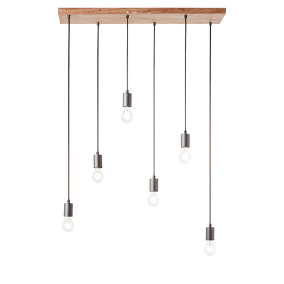 Burheath 6lt Linear Pendant Pendant light Oak stained plywood & anthracite finish