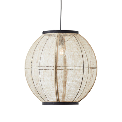 Challeigh Large Pendant Pendant light Natural linen, dark plywood & matt black